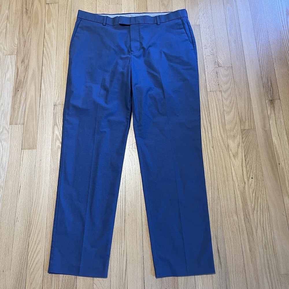 Charles Tyrwhitt Non Iron Slim Fit Blue Flat Front Chino Pants Golf Men's 38x34
